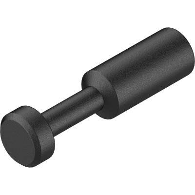 Un stylo noir, cylindrique, avec un embout plat plus large et une poignée étroite.