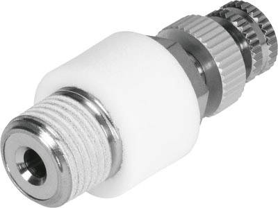 Un adaptateur métallique recouvert de plastique blanc présente des rainures fines et des vis complexes. Composant technique pour connexions.
