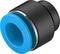 Un connecteur pneumatique Festo noir avec bordure bleue, adapté pour une utilisation dans les systèmes à air comprimé.