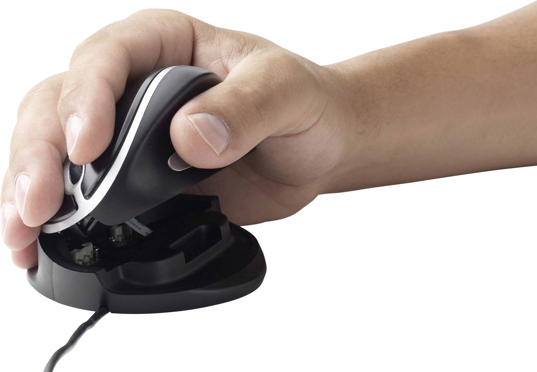 BakkerElkhuizen Oyster Wired mouse, Ambidextre, Conception verticale, Laser, USB Type-A, 1200 DPI, Noir, Argent-3