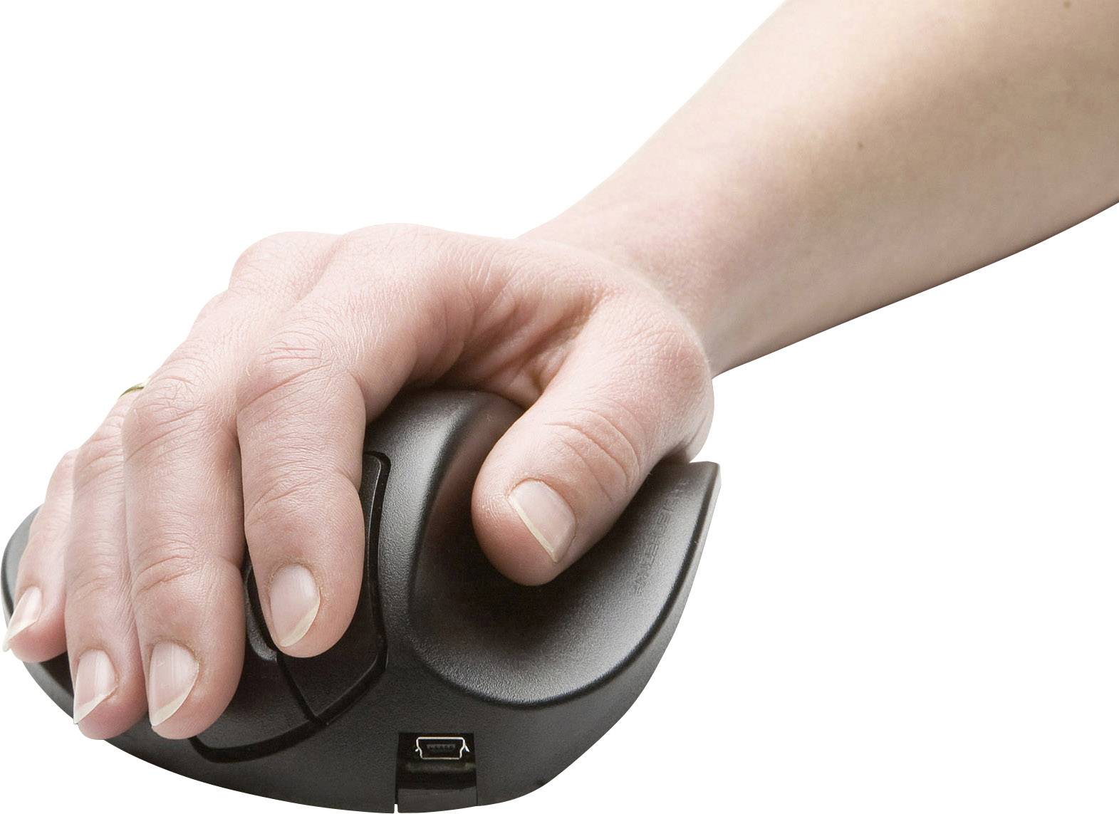 BakkerElkhuizen HandShoeMouse M Souris radio Taille: M BlueTrack noir 3 Boutons 1500 dpi ergonomique-2