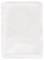 Une serviette hygiénique rectangulaire blanche avec une surface texturée, n'affichant aucun logo ni motif visible.