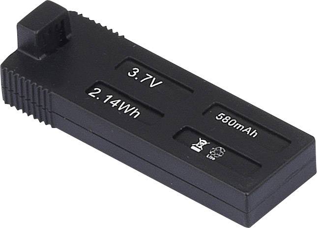 Batterie noire en lithium-polymère avec l'inscription '3,7V, 2,14Wh, 580mAh'. Adaptée aux appareils électroniques.