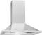 Hotte aspirante en acier inoxydable avec conduit rectangulaire et extraction triangulaire, adaptée à une cuisine moderne.