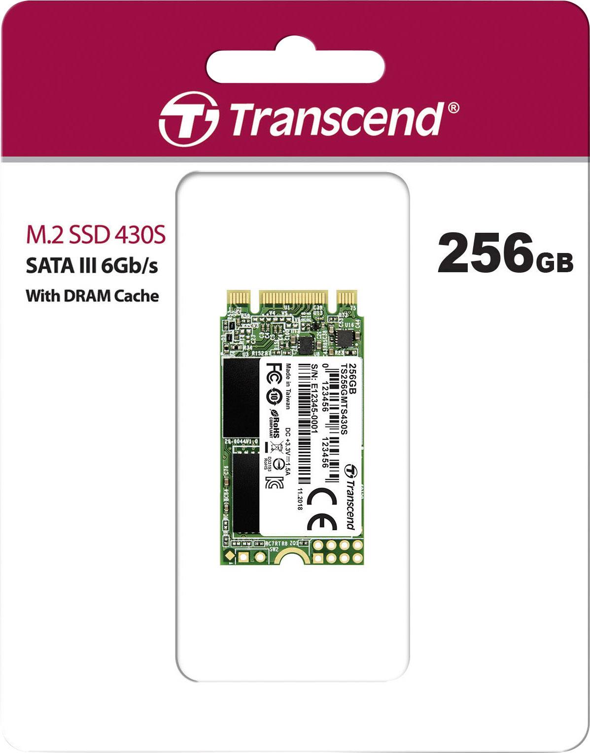 Transcend M.2 SSD 430S, 256 Go, SATA III 6 Gb/s, avec cache DRAM