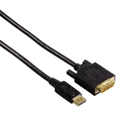 Câble adaptateur Hama DisplayPort / DVI Fiche mâle DisplayPort, Fiche mâle DVI-D 24+1 pôles 1.80 m noir 00054593 Câble D-0