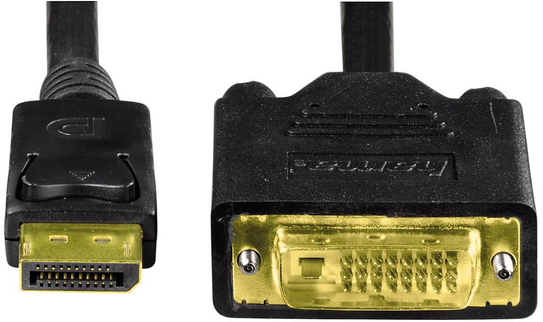 Câble adaptateur Hama DisplayPort / DVI Fiche mâle DisplayPort, Fiche mâle DVI-D 24+1 pôles 1.80 m noir 00054593 Câble D-1