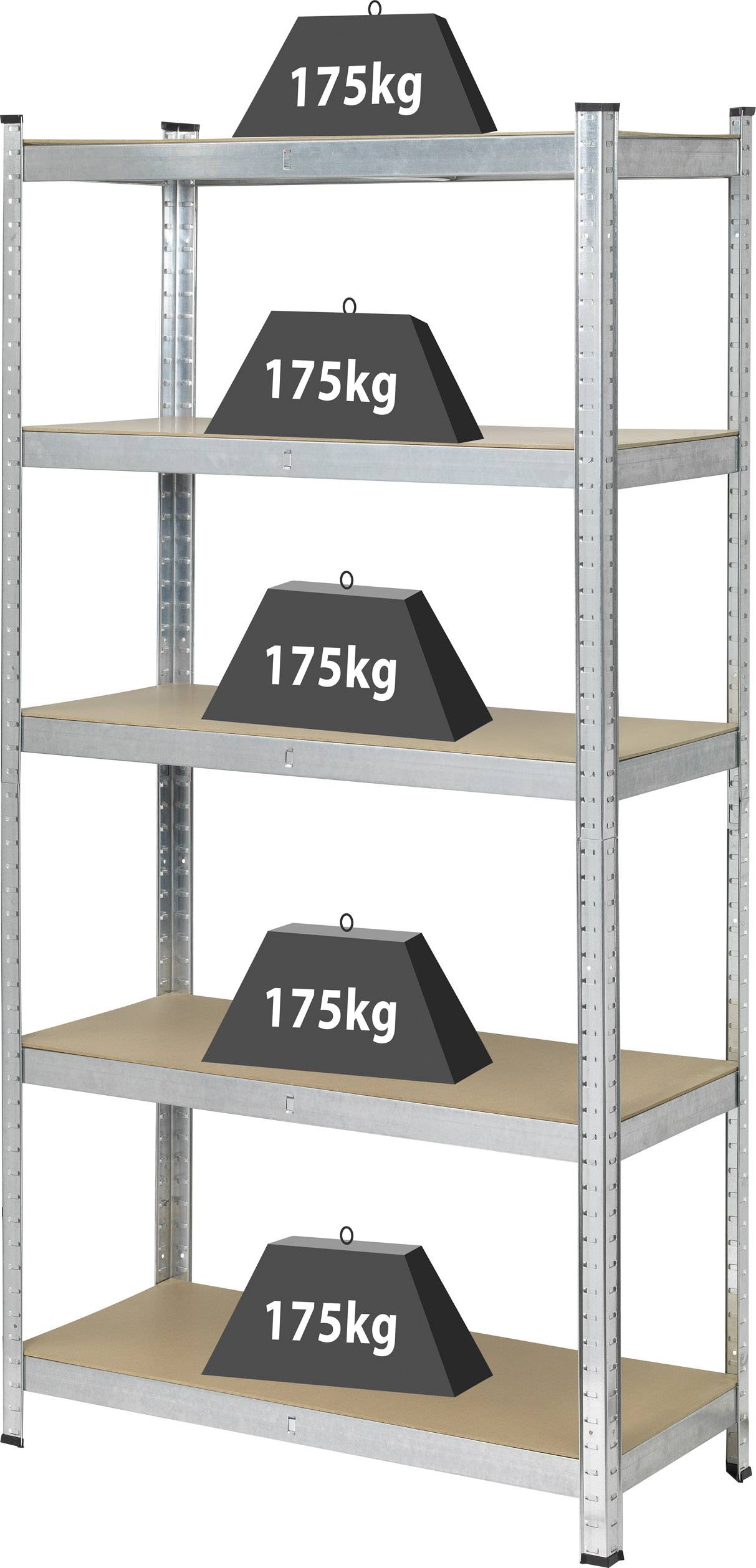 Rayonnage lourd TOOLCRAFT TO-7863108 175 kg (l x H x P) 90 x 1.8 x 40 cm métal, MDF traité par galvanisation galvanisé, 