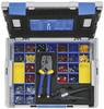 Klauke LBOXX230B Assortiment de cosses à sertir pince à sertir incluse, avec pince à dénuder, cosse clip incluse, cosse languette incluse, cosse à oeillet incluse, embout inclus, prolongateur inclus partiellement isolé bleu, rouge, gris, jaune, argent 2377 parties
