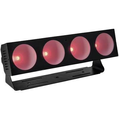 Un dispositif lumineux rectangulaire noir avec quatre lumières rondes rouge vif sur un support stable.