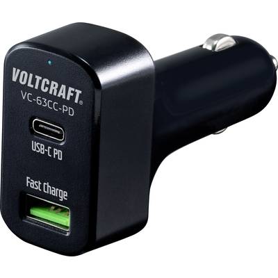 VOLTCRAFT CAS-63 VC-63CC-PD Chargeur USB pour voiture Courant de sortie  (max.) 3 A 2 x USB, USB-C® femelle USB Power Del - Conrad Electronic France