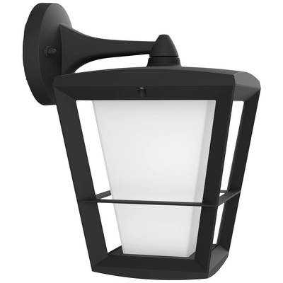 Applique murale noire au design rectangulaire et géométrique, avec un abat-jour en verre blanc. Parfaite pour l'éclairage extérieur.