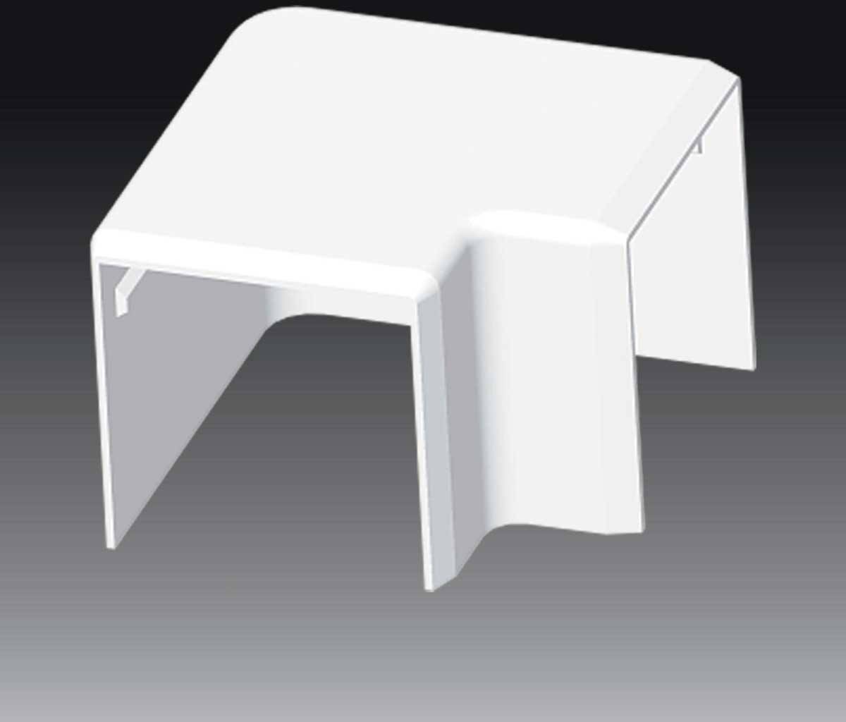 Couvercle en plastique blanc rectangulaire avec des coins arrondis et un bord latéral surélevé sur un fond gris.