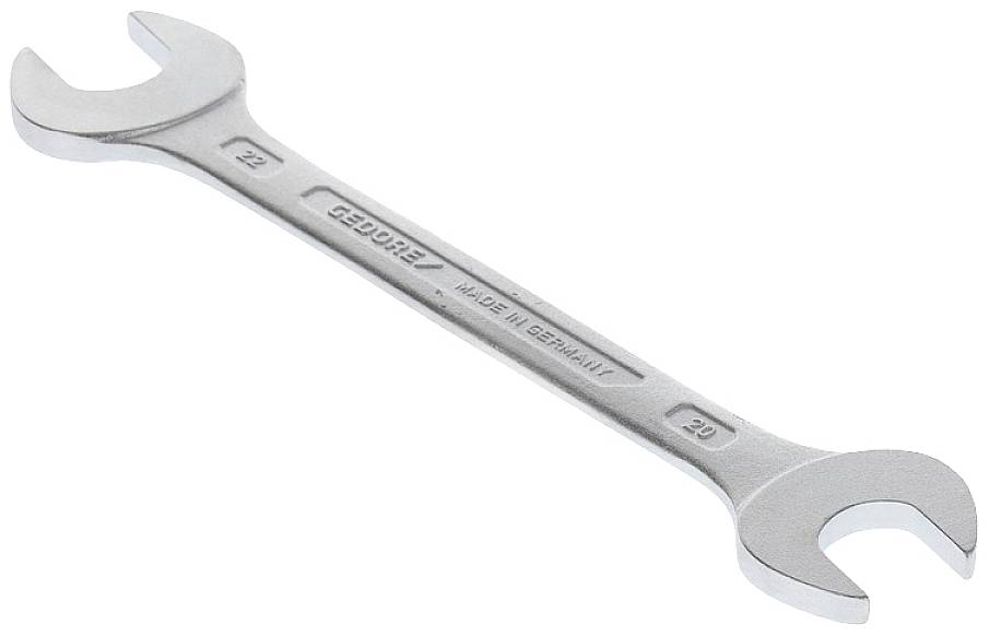 Une clé à double mâchoire en argent, tailles 12 et 13, portant l'inscription 'Made in Germany'.
