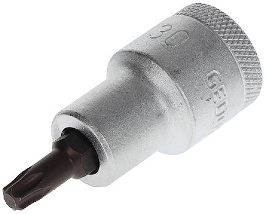 Embout de vis à base hexagonale et tête Torx. Taille et fabricant gravés. Utilisé pour serrer des vis.