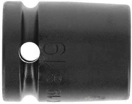 Une pièce métallique noire cylindrique portant un numéro estampé et un point argenté distinctif sur le côté gauche.