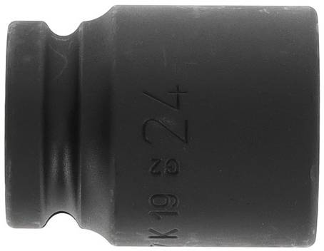 Un objet noir, cylindrique, portant une rainure creusée sur un côté et le numéro '24' gravé en relief.