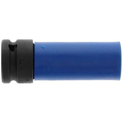 Un objet cylindrique bleu avec un capuchon noir à une extrémité, probablement une pièce technique.