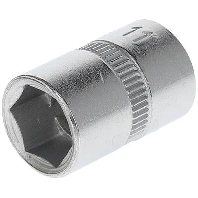 Embout de clé à douille en métal avec ouverture hexagonale et poignée cannelée, utilisé pour les travaux de vissage.