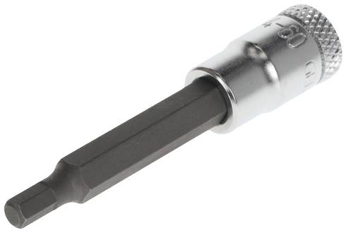 'Embout à douille hexagonale en métal avec revêtement chromé, pour travaux de vissage.'