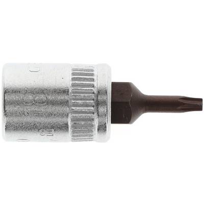 Embout Torx avec manchon métallique, vue rapprochée de côté. Tête en forme de T et poignée cannelée pour une meilleure prise en main.