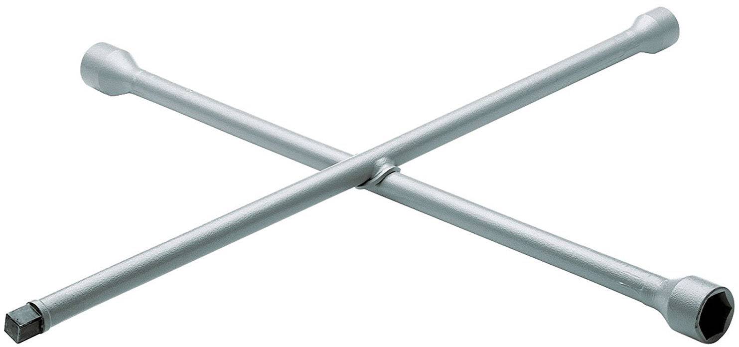 Une clé en croix en argent, généralement utilisée pour desserrer ou serrer les écrous de roue sur les véhicules.