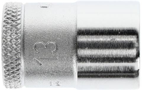 Douille métallique à poignée striée et numéro '13' gravé. Utilisée pour les clés à molette afin de fixer ou de desserrer des écrous.