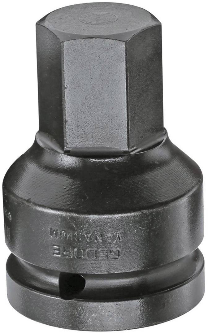 Adaptateur métallique à tête hexagonale et socle cylindrique, surface noir et argent.