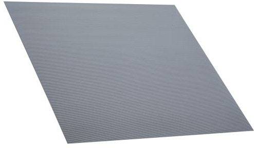 Plaque grise en plastique avec surface nervurée, vue de dessus. Aucune fonction ou application spécifique n'est présentée.