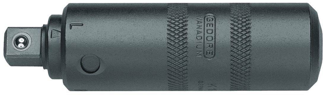 Adaptateur de clé à douille 'Gedore' en acier vanadium, de forme cylindrique, avec entrée carrée et surface antidérapante.