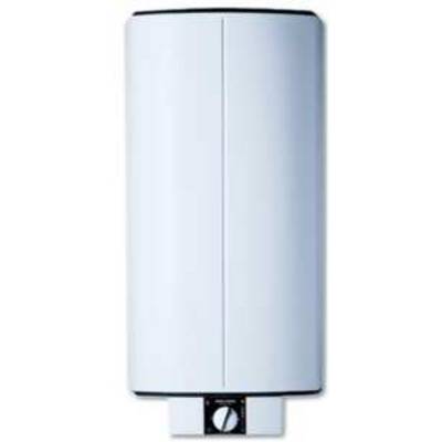 Un chauffe-eau blanc cylindrique avec un régulateur de température sur sa partie inférieure. Idéal pour chauffer l'eau dans un environnement domestique.