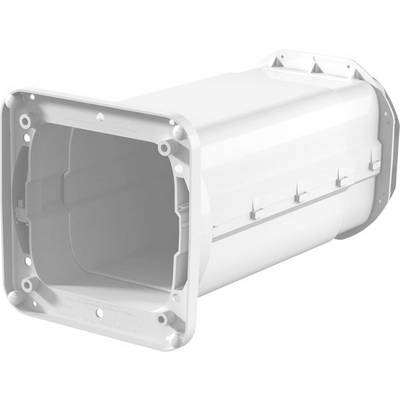 Adaptateur de conduit de ventilation, rectangulaire, blanc, avec trous de vis pour la fixation et nervures de renfort. Idéal pour les systèmes de ventilation.