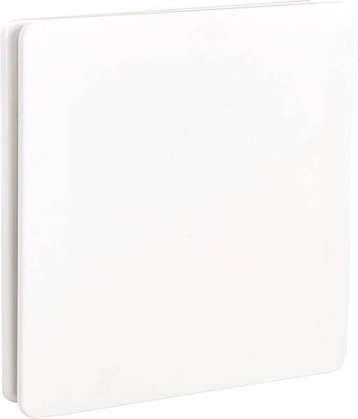 Un objet blanc, plat et carré aux bords légèrement arrondis ; probablement un élément de design moderne.