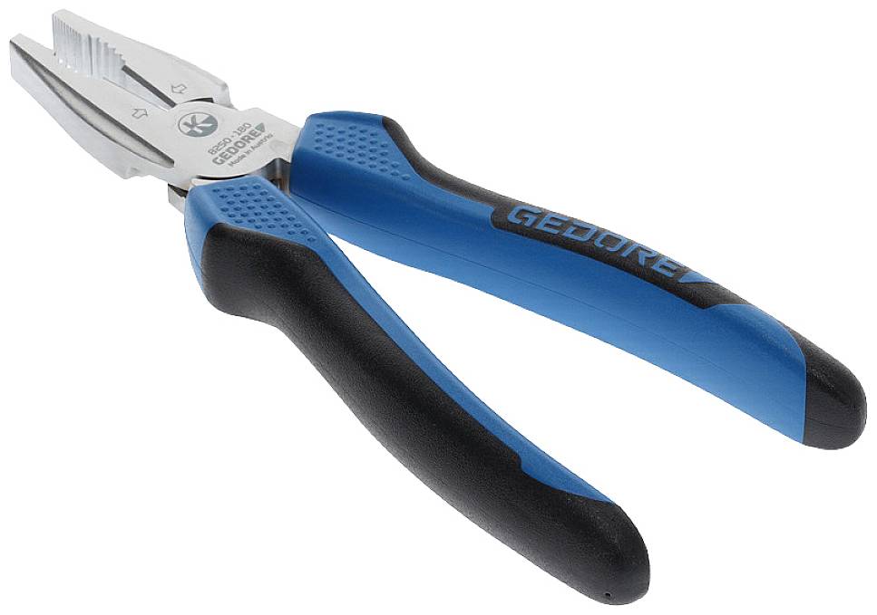Pince multifonction bleu-noir sur fond blanc, adaptée à divers travaux de préhension et de coupe dans les domaines artisanaux et du bricolage.