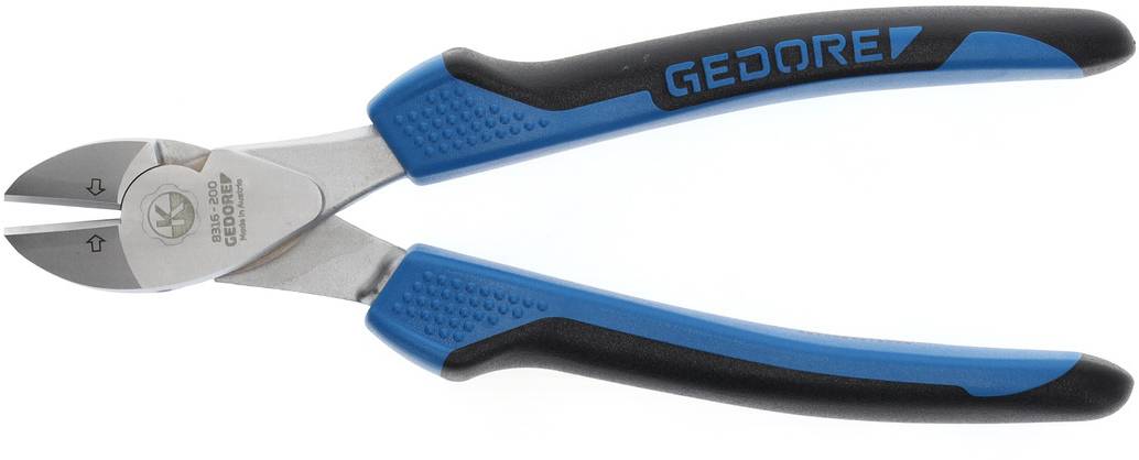 Pince coupante avec poignées bleues et noires, adaptée pour couper du fil et des pièces métalliques fines.
