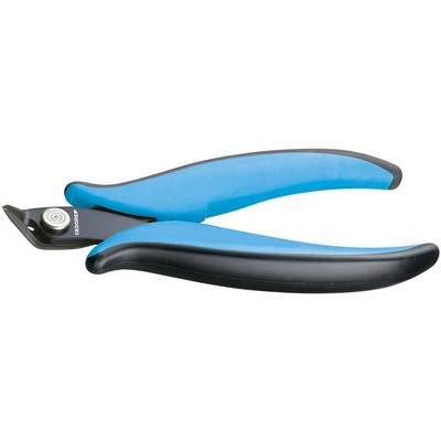 Une pince bleu et noir avec des poignées ergonomiques, adaptée pour couper précisément des fils ou des matériaux fins.