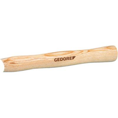 Poignée en bois avec logo 'GEDORE', extrémité biseautée, adaptée aux outils marteaux, présentant un grain de bois visible et une surface lisse soigneusement travaillée.