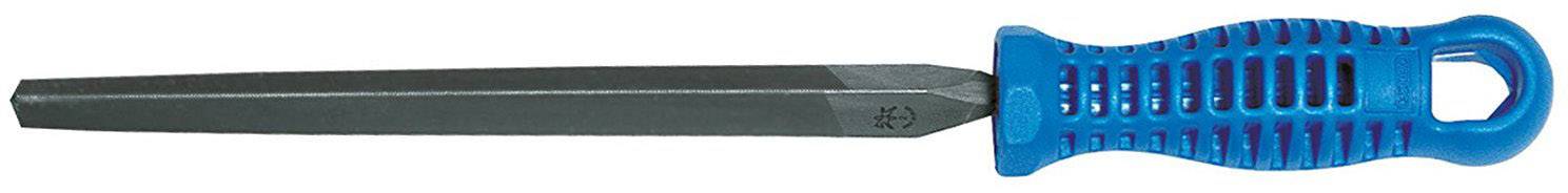 Fichier à poignée en plastique bleu, latérale et plate, utilisée pour le traitement des surfaces métalliques et en bois.