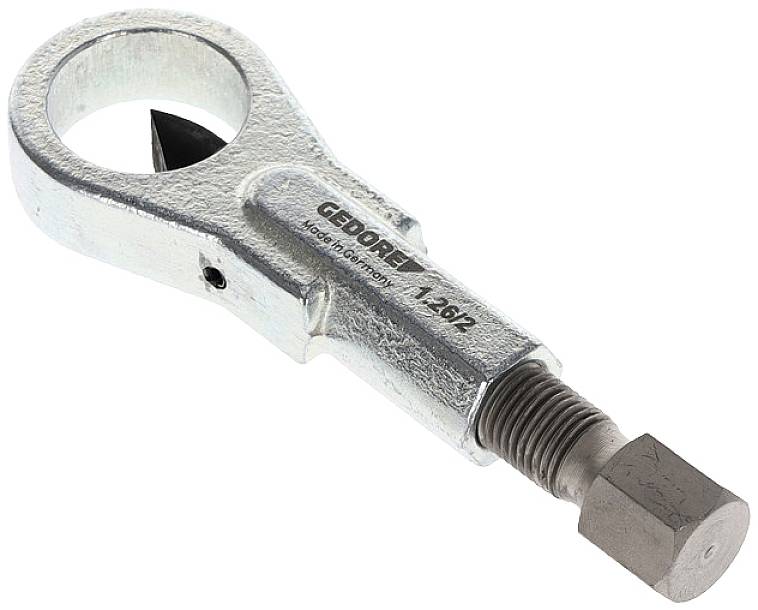 Coupe-tube métallique avec poignée ronde, adapté pour couper des tubes ou des barres. Marquage 'Gedore' sur la surface métallique.
