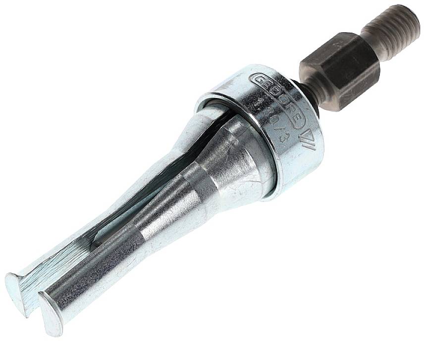 Taraud métallique à tige cylindrique et pointe hélicoïdale, utilisé pour tarauder ou nettoyer des filets.