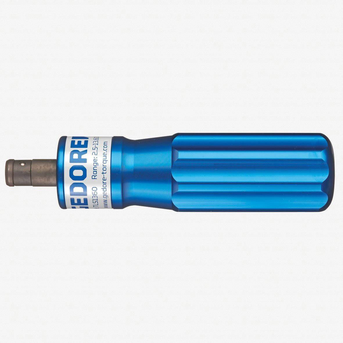 Clé dynamométrique Gedore bleue avec poignée striée et tête métallique, adaptée aux travaux de précision en mécanique.