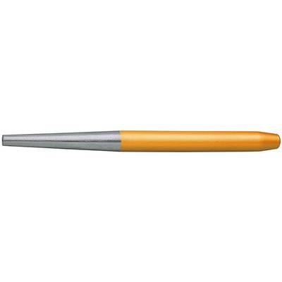 Un stylo métallique argenté et orange est posé horizontalement.