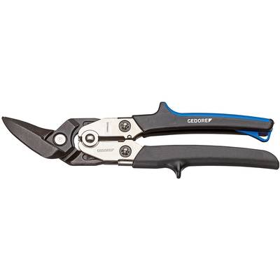 Ciseau à main, marque Gedore, avec poignées noir et bleu, adapté pour couper des tôles métalliques.
