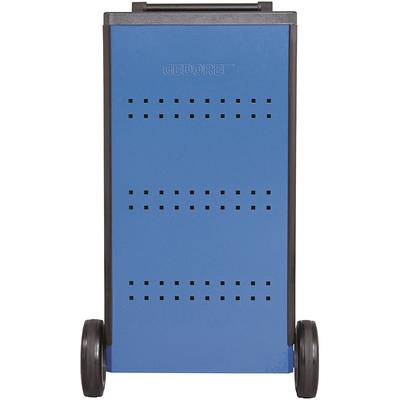 Chariot à outils bleu avec poignée et roues noires. Nom de marque 'Gedore' sur la face avant.