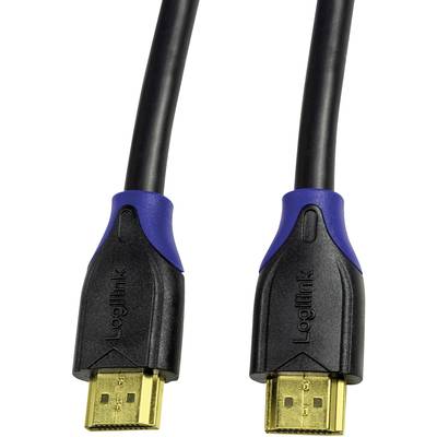 Un câble HDMI avec des fiches noires et des contacts dorés, utilisé pour la transmission de signaux audio et vidéo.
