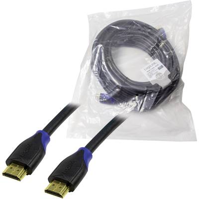 Deux câbles HDMI avec des connecteurs noirs et des détails bleus, emballés dans un sac en plastique transparent.