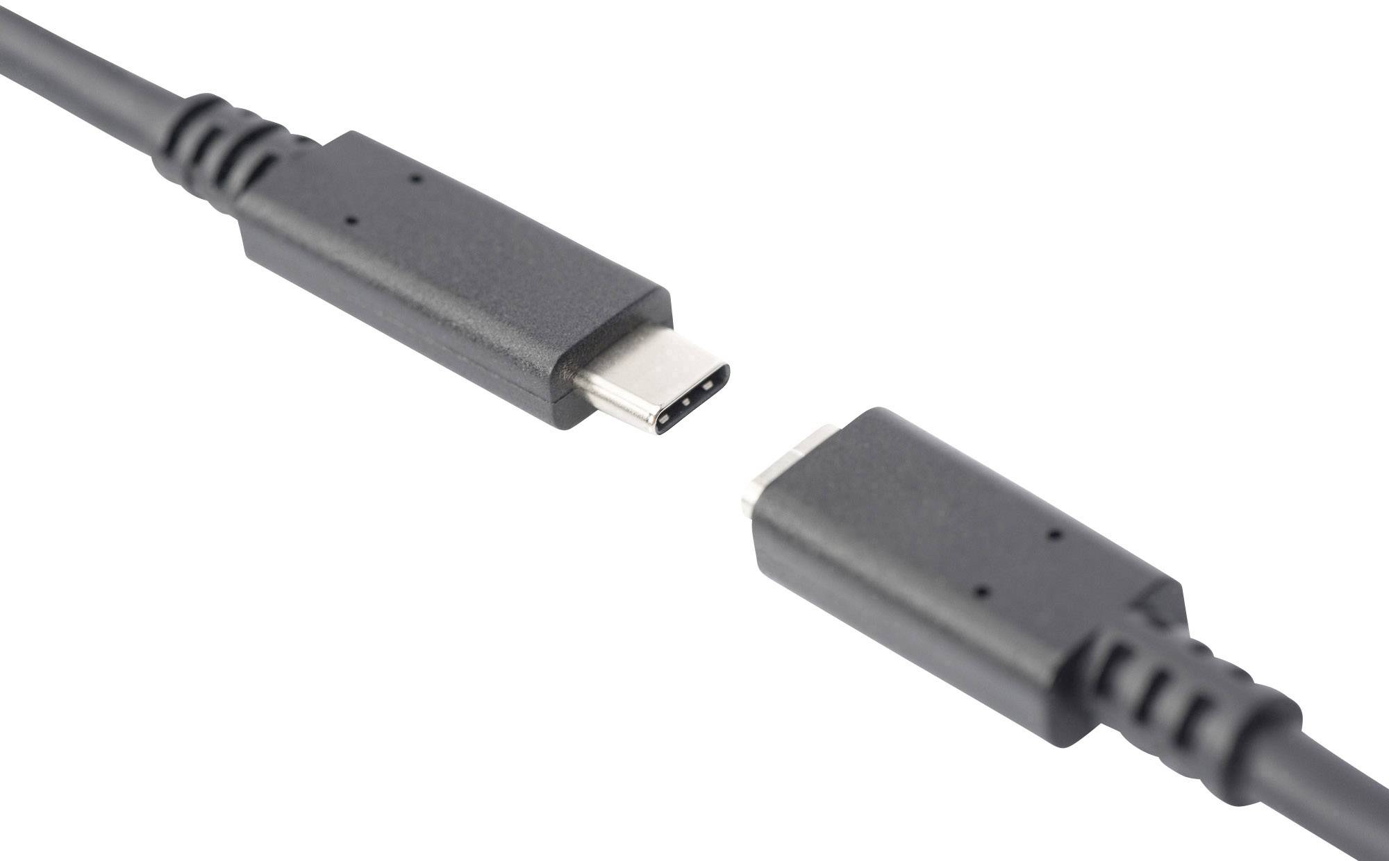 Deux fiches USB-C avec des câbles noirs s'approchent l'une de l'autre, montrant les possibilités de connexion pour le transfert de données ou l'alimentation électrique.
