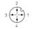 Diagramme circulaire montrant quatre points numérotés (1-4) sur une croix, adapté pour une connexion électrique.