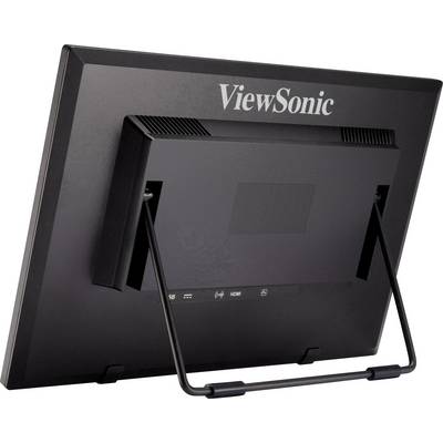 Vue arrière d'un moniteur ViewSonic avec son support, montrant les ports HDMI et USB.