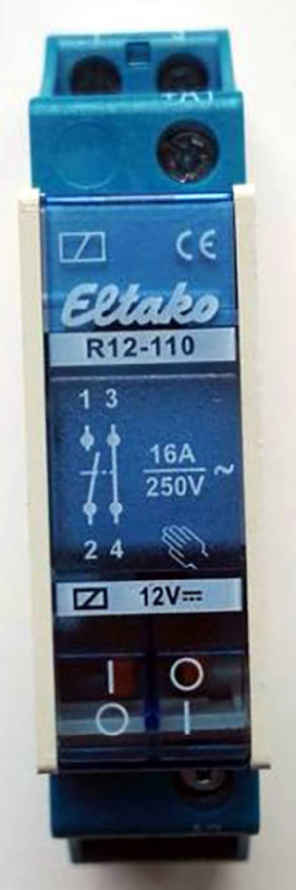 Eltako R12-110-12V DC Relais de commutation Tension nominale: 12 V Courant de commutation (max.): 8 A 1 NO (T), 1 NF (R) Piece 1 pc(s)